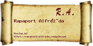 Rapaport Alfréda névjegykártya